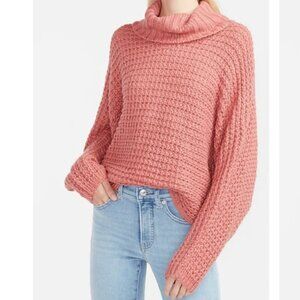 Express pink oversized cowl neck cropped sweater S
